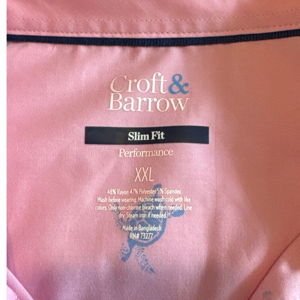Croft & Barrow Button Down Mens XXL Pink Sea Turtle Slim Performance - Picture 5 of 8